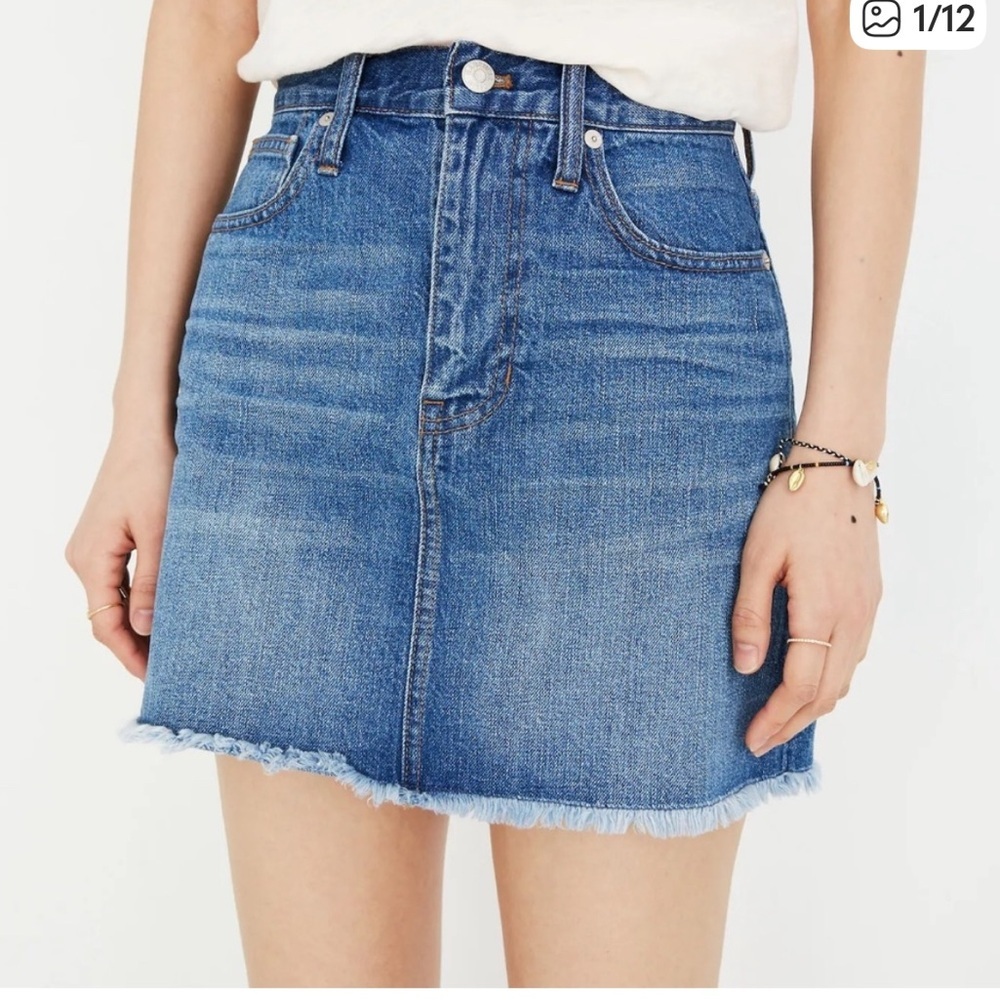 Madewell Blue Rigid Denim A-Line Skirt
